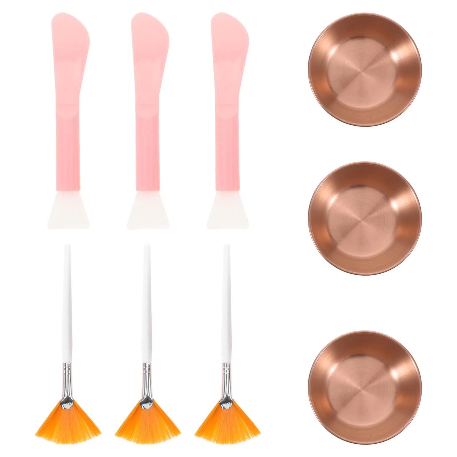 3 Sets de Herramientas para Mascarillas Faciales, Kit de Spa, Suministros de Estética, Tazas Doradas para Mezclar, Espátula de Plástico, Brocha de Maquillaje, Set de Cuidado Facial