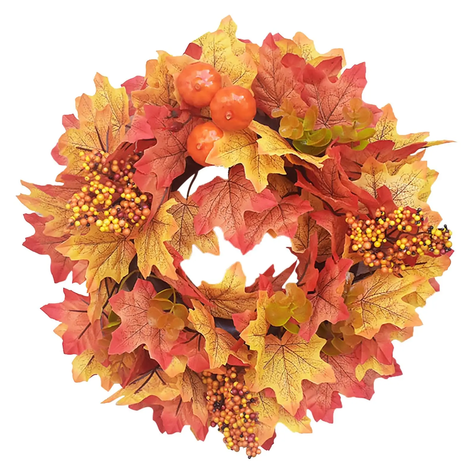 Decorative Wreath, Autumn Wreath Halloween Wreath Halloween Maple Leaf Garland Door Outdoor Wreaths Yellow Decoration Wall