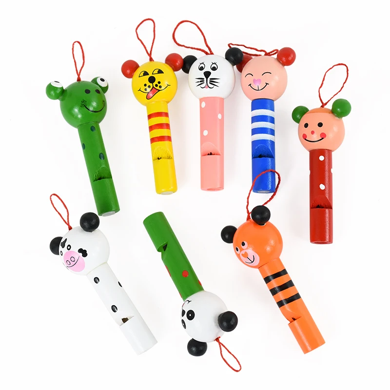 Wooden Cartoon Animal Whistle Kindergarten Classroom Prize Gift Children's Party Toy Birthday Party Baby Shower Noice Maker Toys