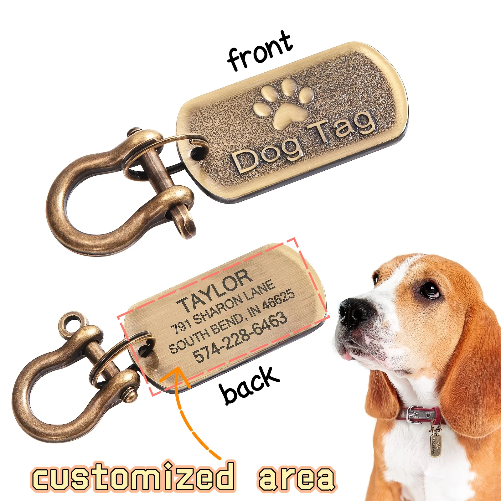 Dog Tags Engraved for Pets Sturdy Personalized Dog Tags Dog Name Tags Custom Dog Tags Personalized Customized Laser Engraving Ea