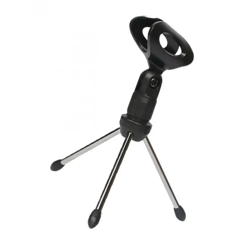 Compact Microphone Stand Stainless Steel Mini Tripod Mic Holder Anti Slip Base for Desk Recording and Stage