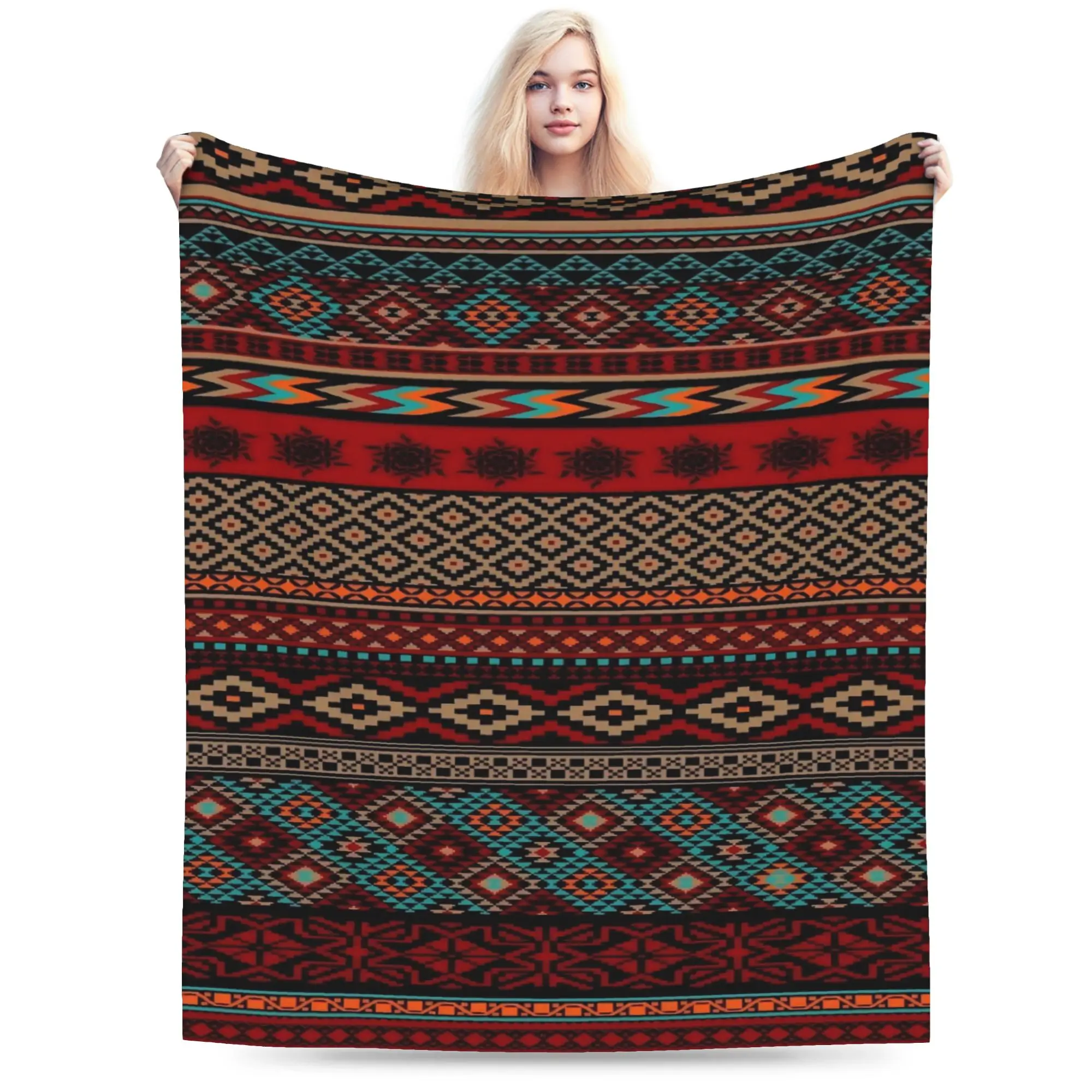Southwestern Aztec Tribal Accessories Blanket Lightweight Thin Velvet  Throw Blankets Relax Quilt