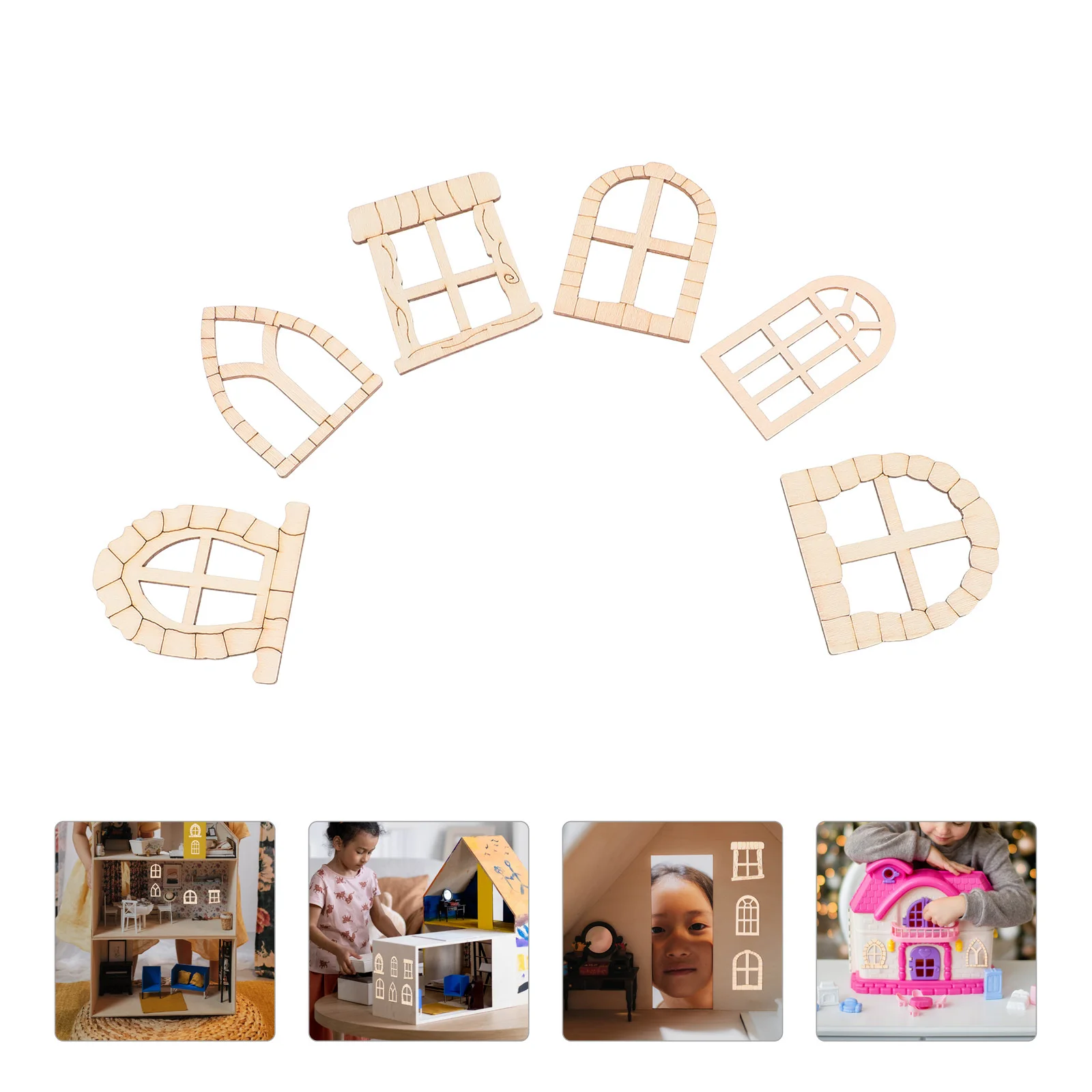 

100Pcs Mini Fairy Door Wooden Garden Ornament Set DIY Unpainted Decoration for Outdoor Indoor Spaces Design Charm