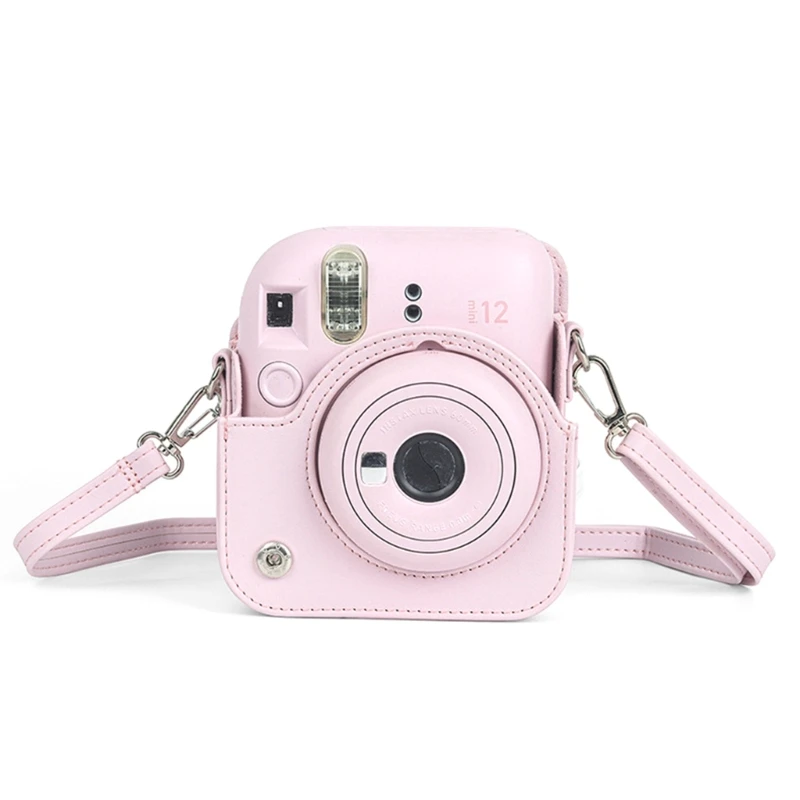 For Instax Mini 12 Camera Case PU Leather Soft Silicone Cover Bag for Fujifilm Film Camera Bag with Shoulder Strap