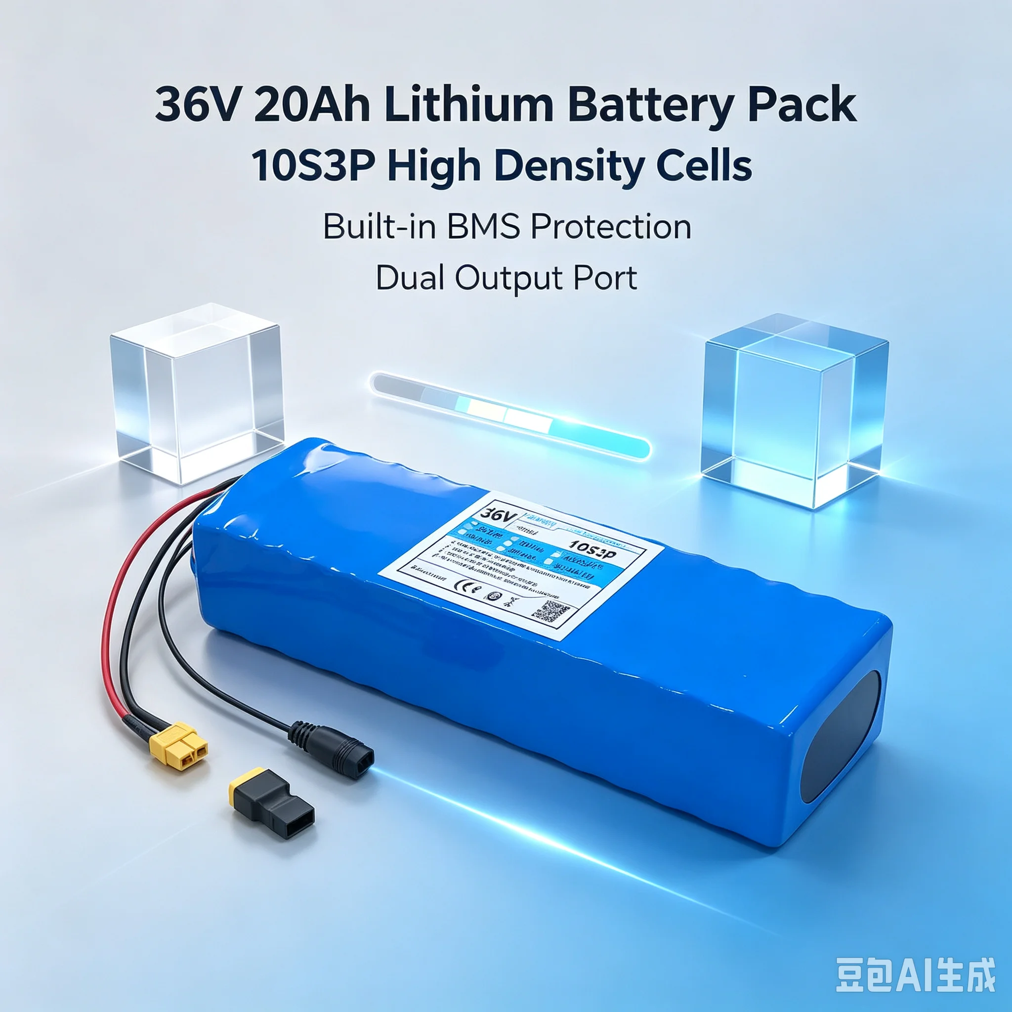 Lithium-Batterie DAWEIKALA 36 Volt 20Ah 10 Ketten 3 parallel 18650, 42 Volt 350 Watt~750 Watt, speziell für Fahrräder/Roller, XT60+DC-Anschluss mit Batteriemanagementsystem (BMS) und integriertem