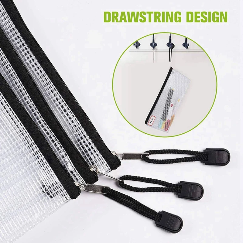 60PCS A3 Folder, Information Zipper Bag Plastic Wallet Mesh File Bag Zipper Bag Zipper Wallet