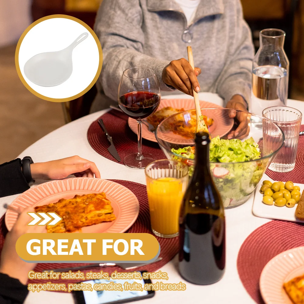 

White Korean Style Handheld Plate Smooth Melamine Serving Dish for Steak Pasta Dessert Salad Small Serving