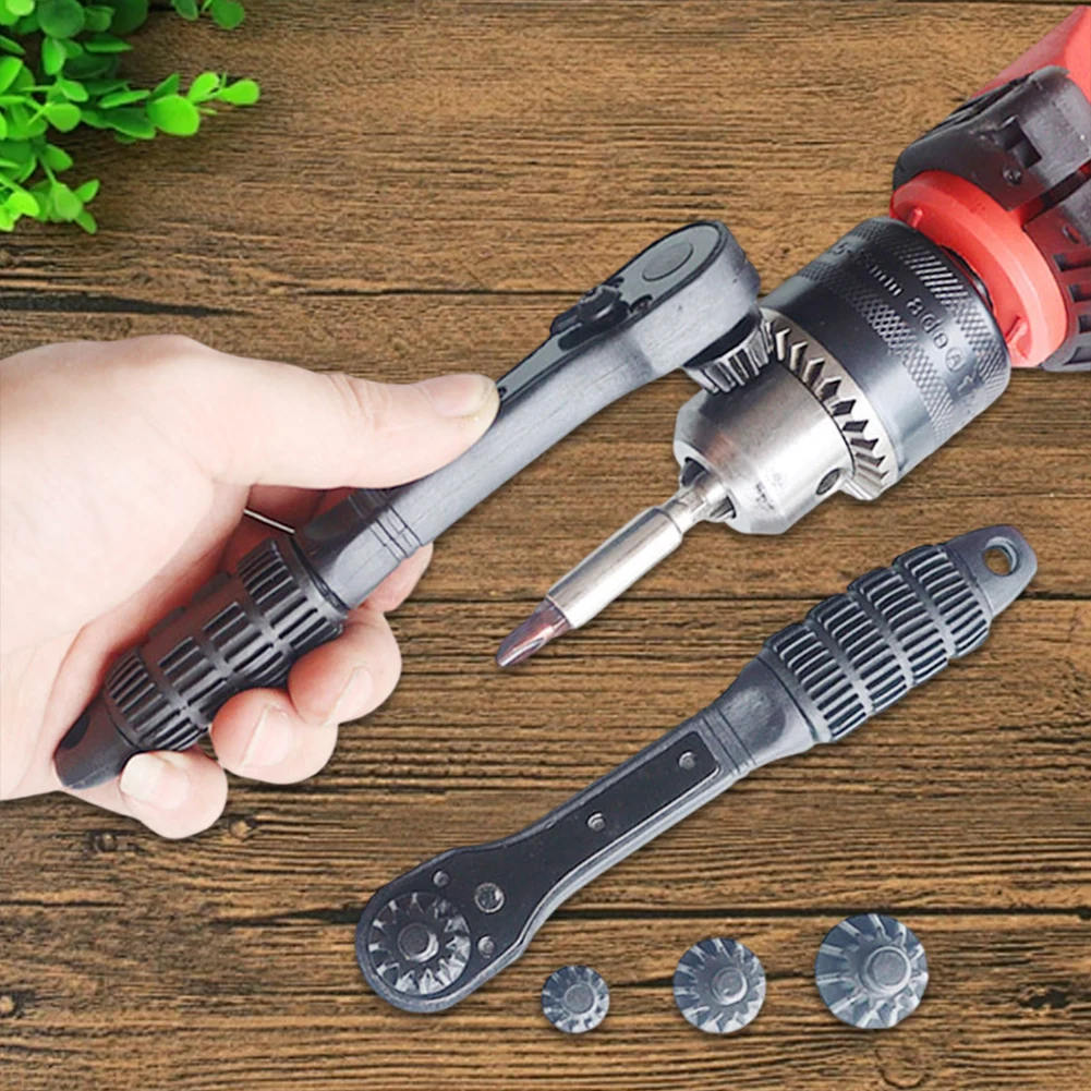 3-in-1 Ratchet Drill Chuck Key Wrench Universal Chuck Key Replacement Tool Dual Use Ratchet Spanner for Tightening Loosening