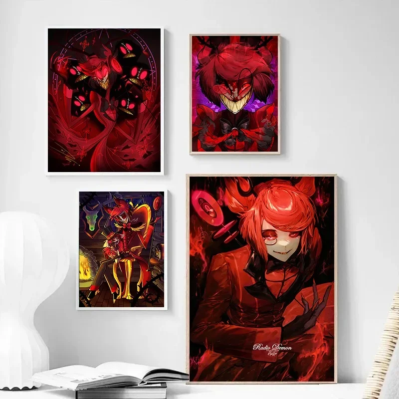 Hazbin H-Hotel Anime Character Alastor  Cartoon Alastor Canvas Painting Print Wall Art Picture for Living Room Home Decor