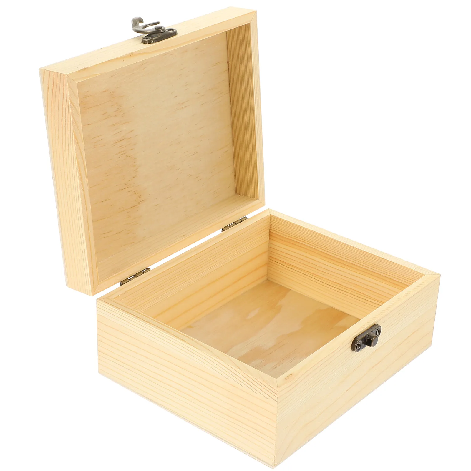 

Wooden Jewelry Box 16.5x13.7x7.8cm Pine Wood Storage Case Rectangular Lightweight Multi Functional Box for Jewelry Sundries