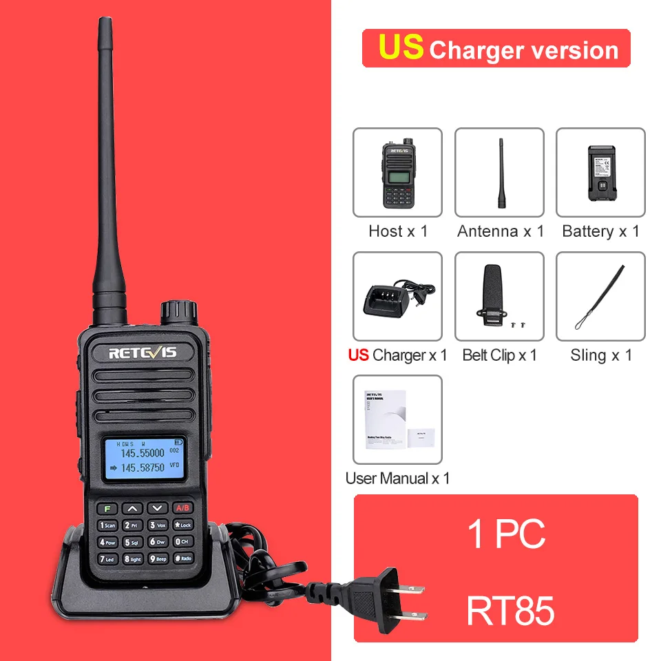 New! Walkie Talkie RT85 Ham Two-way Radio Stations 5W Walkie-talkies VHF UHF Dual Band Amateur Portable Radio UV88 uv88