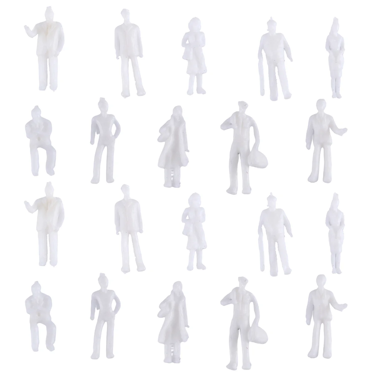 100Pcs HO Scale 1:100 White Model People Unpainted Train Figures