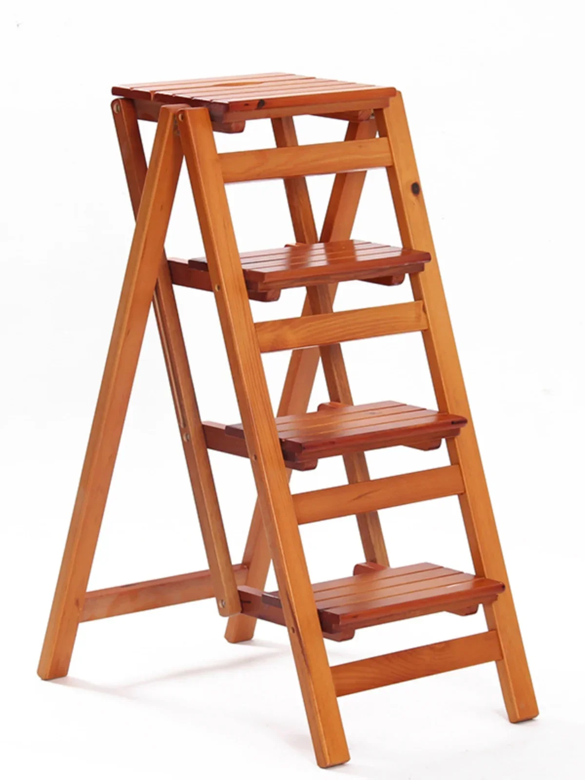 Installation-free solid wood ladder Household folding ladder Thickened indoor