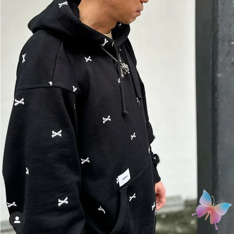 24ss Full Embroidered Bone Wtaps Hoodies High Street Fleece Hooded Sweatshirt Japanese Fashion Loose Men Women Hoodys