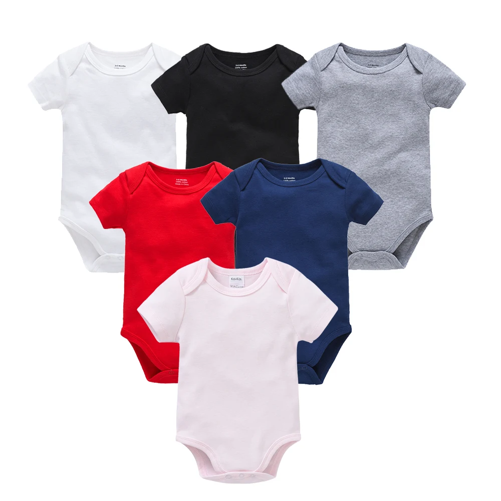1/3-teiliges Babykleidungsset für Jungen, 100% Baumwolle, Einfarbig Schwarz, Kurzarm, Blanko Baby Bodys, Neugeborenen-Strampler, Schlicht, 0-24 Monate