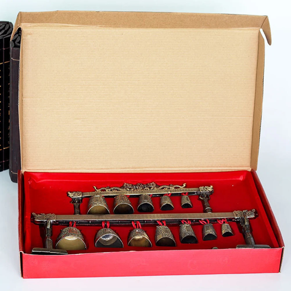 

Mini Double Layer Archaic Bronze Chime Handmade Chinese Ancient Artifact Decor Home Office Gift Golden Round Bell Instrument