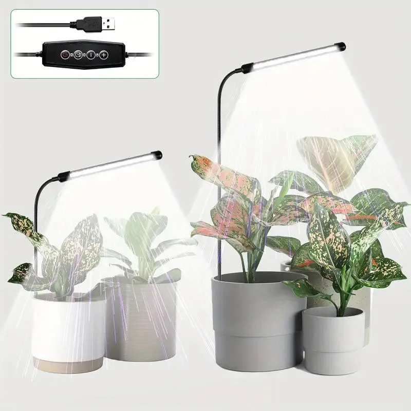 

USB LED Plant Grow Lamp 2PCS House Full Spectrum Inserted Into The Ground Growth Lamp USB Timing 48lED Imitation Fleshy Sunshine