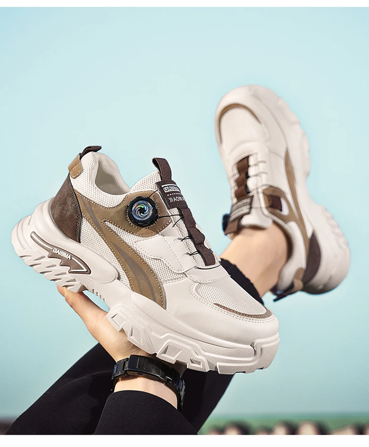 2026 Frühling Neue Sportschuhe für Herren, Dicksohlige Sportliche Koreanische Freizeitschuhe im Dad-Stil, Atmungsaktive Niedrige Laufschuhe, Vielseitig – Detail 14