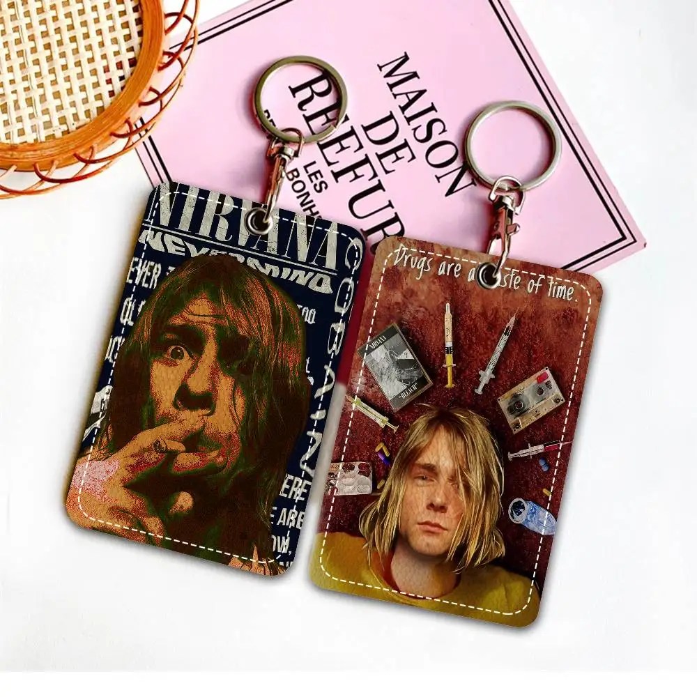 Hot N-Nirvana-K-KurtS Cobain Office Supply Men And Women Credit Card Keyrings Student Card ID Card Holder Credential Holder Card