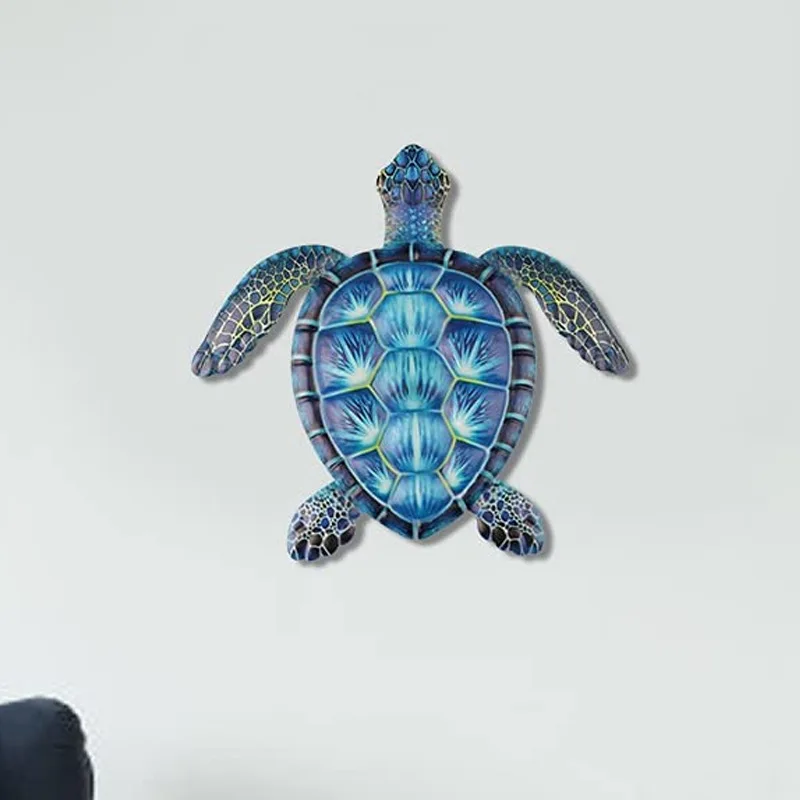 Blauwe metalen zeeschildpad home decor zeeleven schildpad decor metalen muur kunst decoratie schildpad minnaar cadeau hangende muur kunst home decor