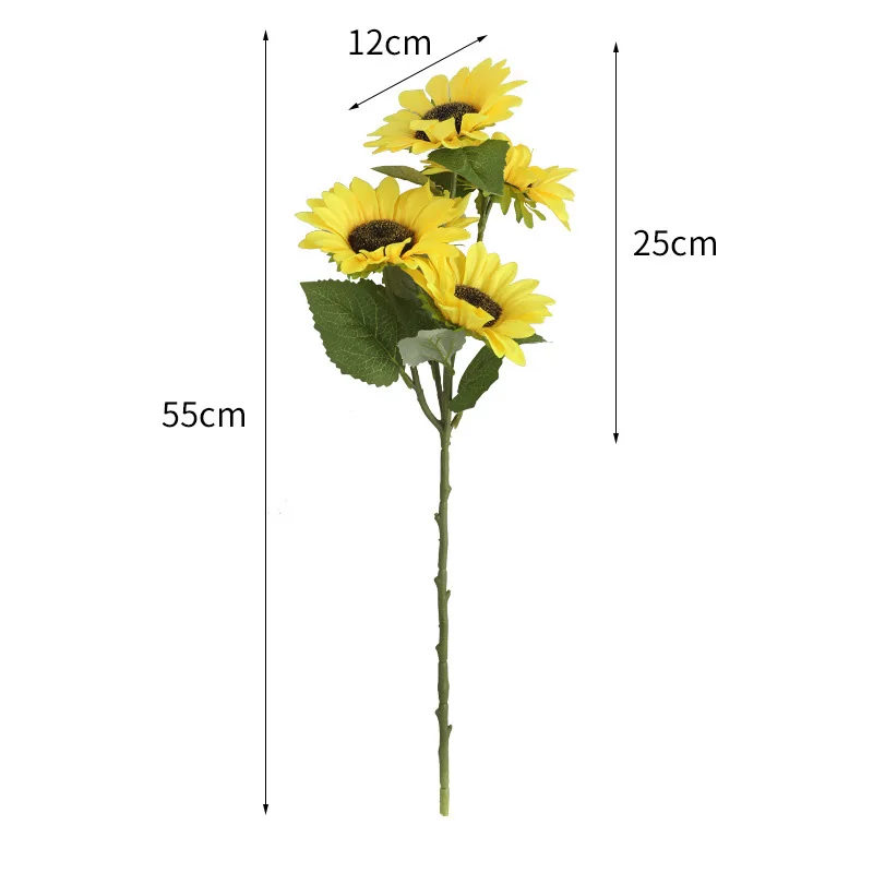 1 bunch 40cm Beautiful 7 Flower Heads Artificial Sunflower Branch Silk Flower Home Decor Room Table Garden Decoration F972