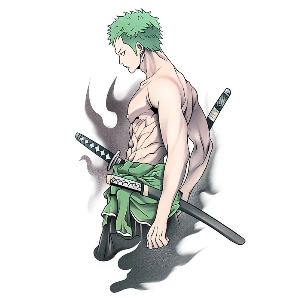 One Piece Solo Tattoo Sticker Colorful Ins Anime Dominance Washable Durable Male and Female Arm Simulation Scar Covering