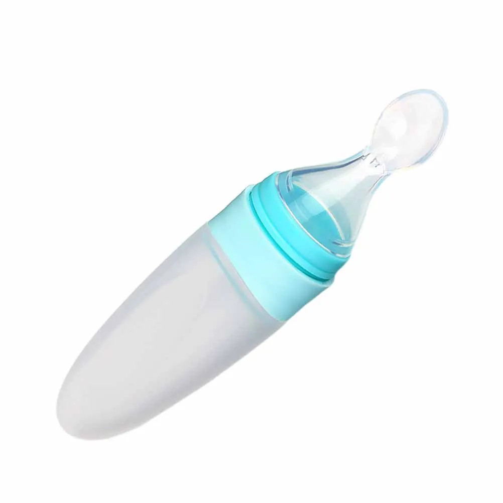

1pc Silicone Baby Feeding Bottle With Spoon Squeezing Food Supplement Feeder For Puree Milk Cereal Infant Tableware Tools