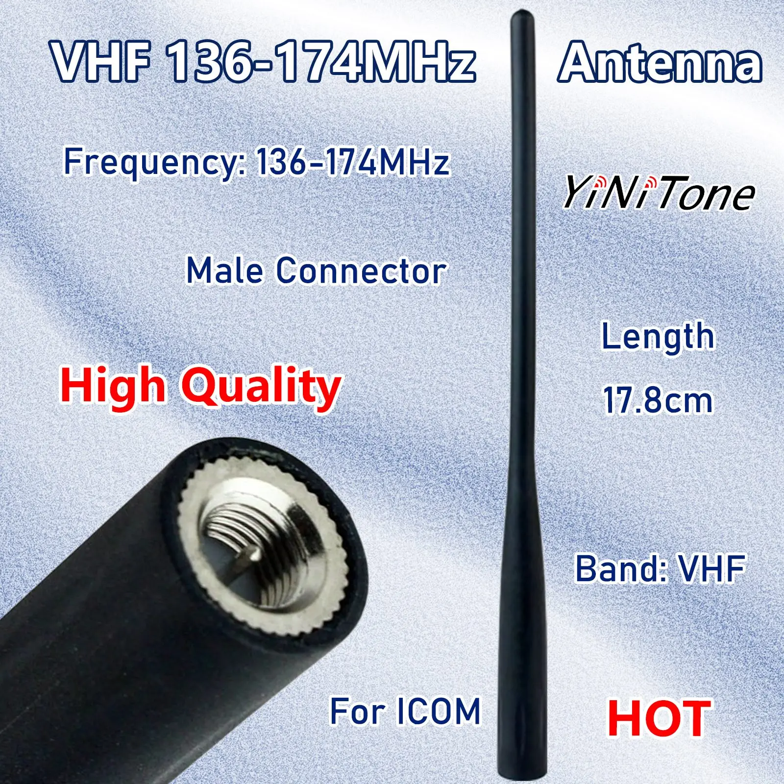 

Radio universal Male Antenna for ICOM FA-S270C 1C-95 1C-R5 IC-R6 IC-E80 E91 E92 Two Ways Radio VHF 136-174MHz Antenna