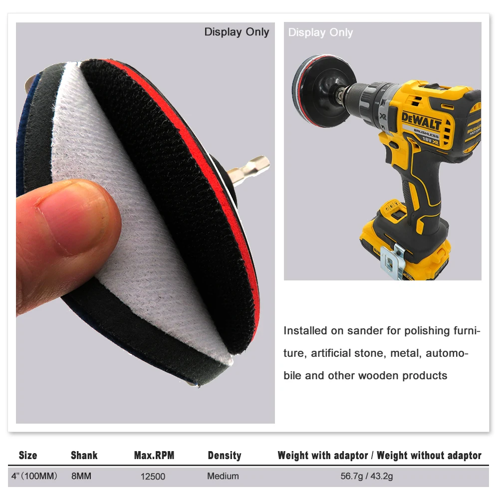 10 Pcs Sanding Discs Hook and Loop 4 Inch 100mm with  Rotary Backing Pad with M10 Drill Adapter Abrasive Tools For Polishing