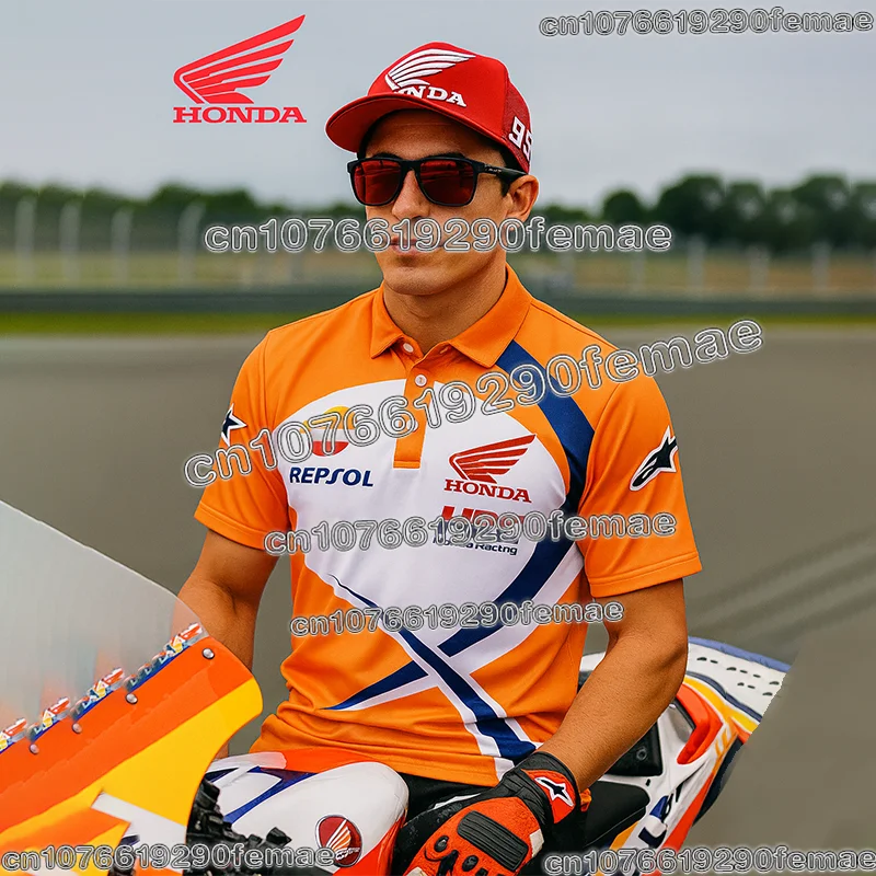 

Honda HRC Racing Team Polo Shirt for Men Summer Hot Selling Breathable Sweat Wicking Comfortable Top for Motorcycle Riding