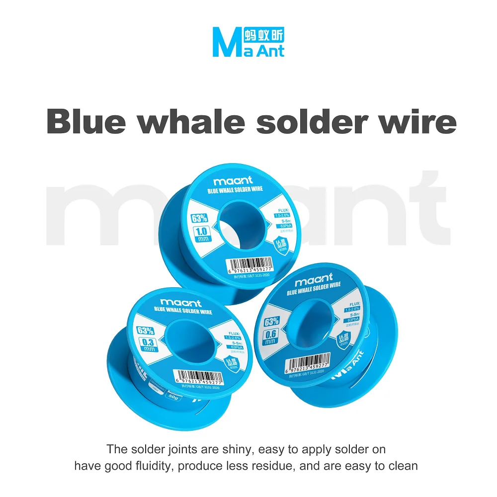 0.3/0.6/1.0mm MaAnt Blue Whale Solder Wire For Electronics Repair Phone Motherboards PCB Chip Components Soldering Tinning Tool
