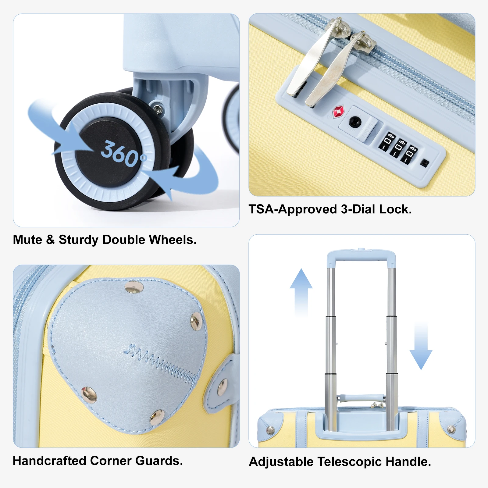 Urecity Trolley Suitcases 2Pcs Retro Carry-On Luggage With Wheels Stylish Vintage Boarding Case Travelling Bags For Luggage