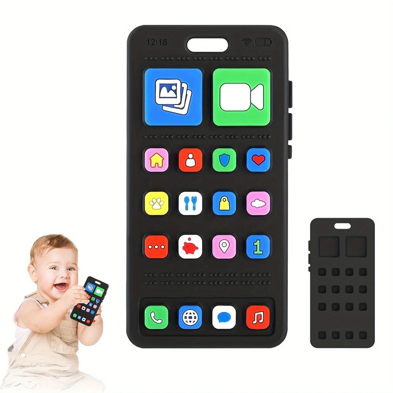 

Baby Cell Phone Teether, Fun Silicone Play Phone Teething Toy