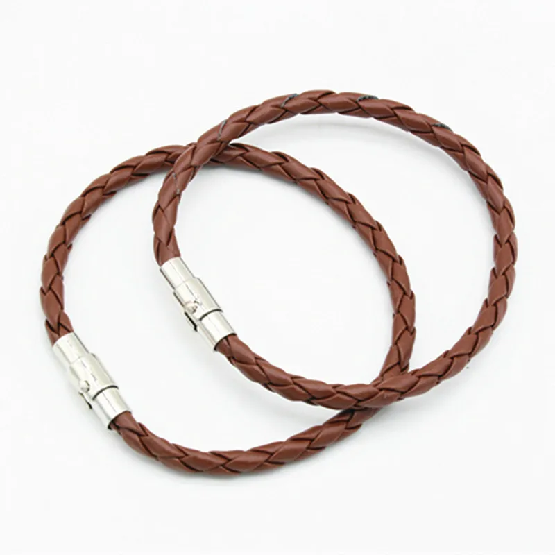 1Pc Women PU Braided Leather Bracelet Cord with Magnetic Clasp 6mm 20cm Mixed Colors DIY Men Jewelry Bracelets