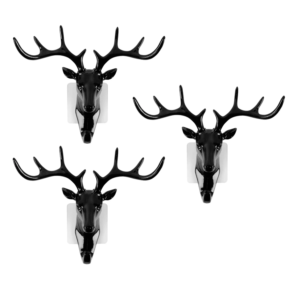 

3 Pcs Deer Antler Wall Hooks Plastic Unique Design Removable Antlers Strong Adhesive Multi Functional Coat Hat Key