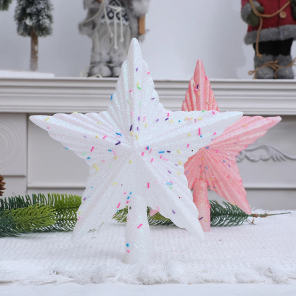 شجرة عيد الميلاد توبر الوردي شجرة عيد الميلاد نجمة شجرة عيد الميلاد زخرفة ملونة لحفلة عيد الميلاد الديكور الداخلي للمنزل