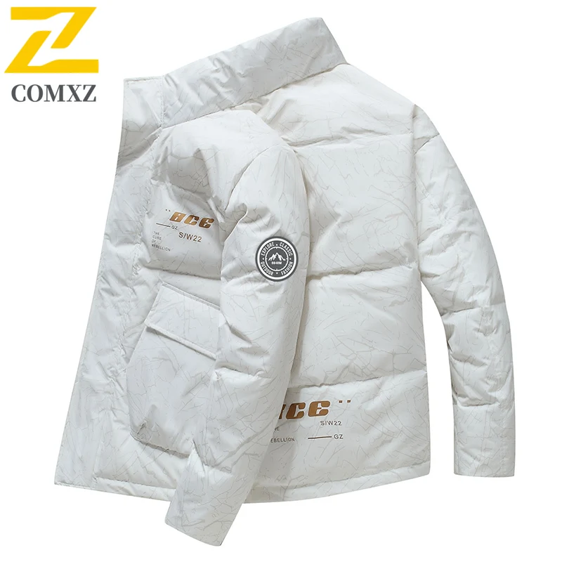 

COMXZ Mens Winter Down Jacket Original Design 90 White Duck Down Short Coat Warm Windproof Cold Weather Outdoor Thermal Wear