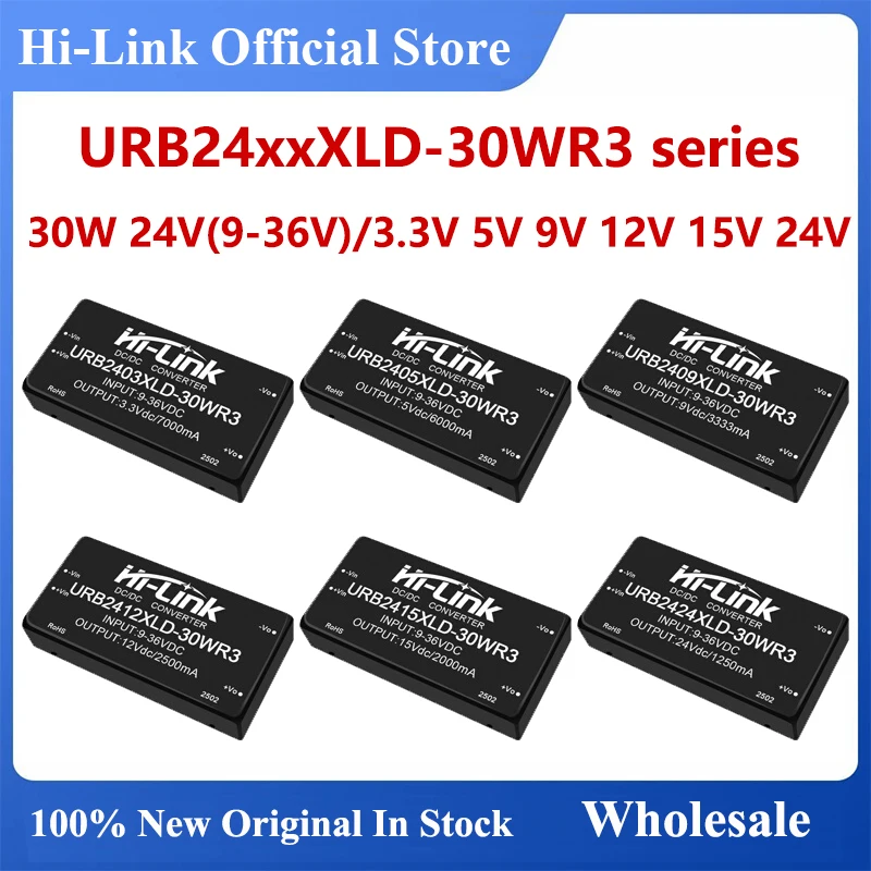 

Hi-Link 30W 9-36V 24V DC DC Converter URB2405XLD-30WR3 URB2412XLD-30WR3 DIP Isolated Power Supply Module Consumer Electronics