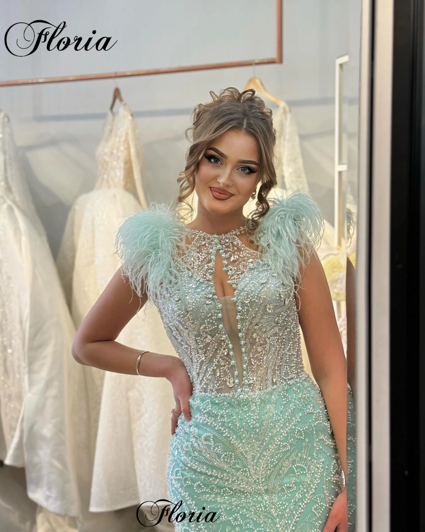 

Mint Green Mermaid Prom Dresses Elegant Sleeveless Cocktail Dresses For Women Arabic Celebrity Dresses Custom Vestidos De Noche