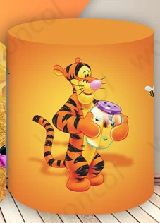 Winnie The Pooh Round Cover Winnie The Pooh Baby Shower Backdrop Piglet Tigger Eeyore Pooh Cylinder Cover 1st Kid Birthday Decor