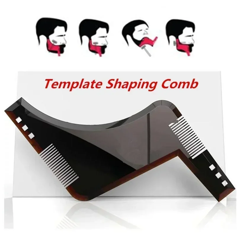 Beard Shaping Template&Wild Boar Bristles Beard Brush Shower Salon Beard Shaving shave Shaping style styling comb care brush