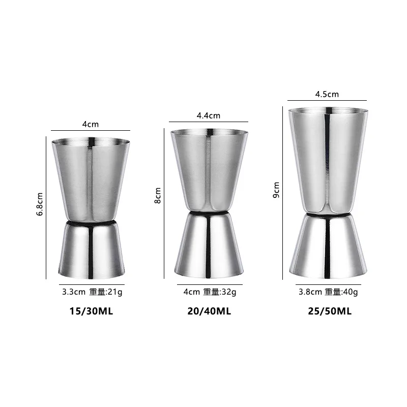 Stainless Steel Cocktail Measuring Jigger Double Shaker Cup Shot Drink Spirit Measure Jigger Kitchen Gadgets Bar Accessories