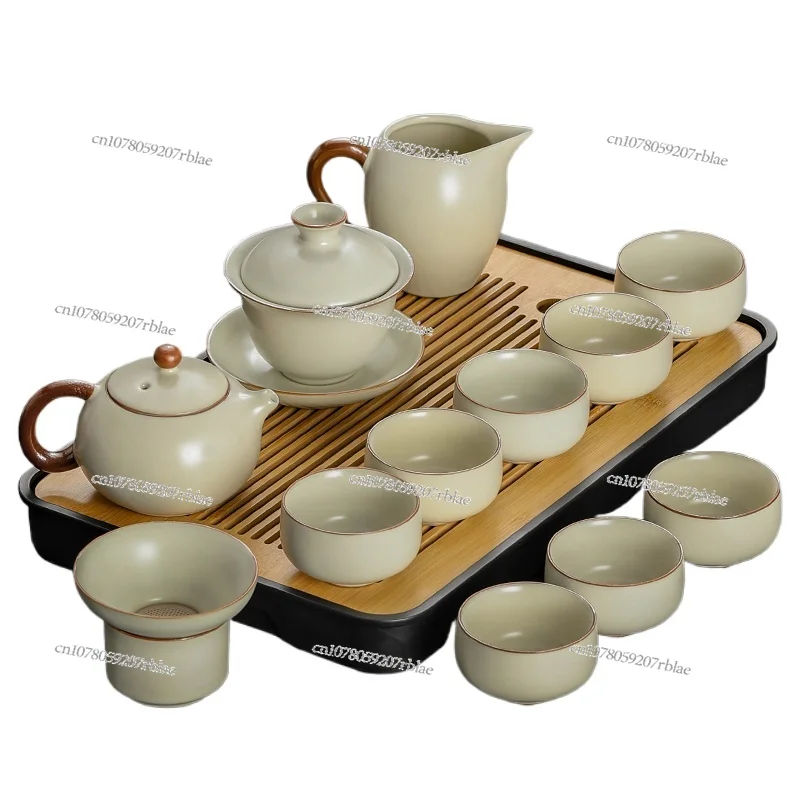 

2024 New Kung Fu Tea Set: Complete Ceramic Teapot, Covered Bowls, and Cups for Home Brewing Enjoyment!