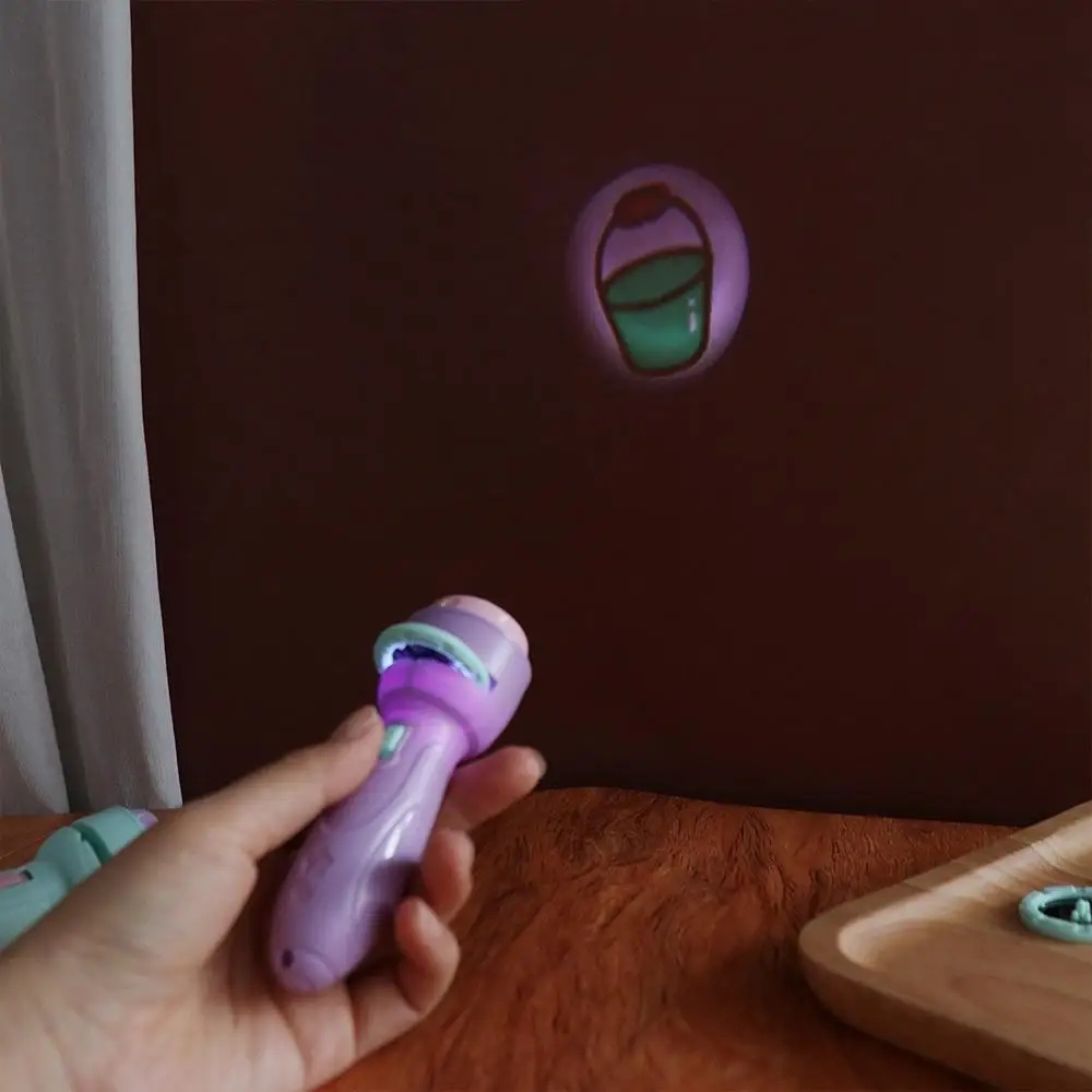 Lámpara Proyector para Bebés, Linterna Educativa Temprana, Proyección de Dibujos Animados, 48 Patrones, Entrenamiento de Pensamiento Lógico