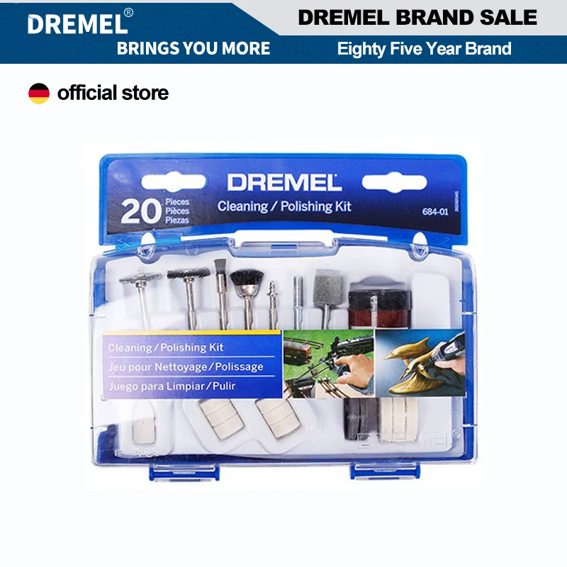 Dremel 684 20-Piece Cleaning And Polishing Rotary Multi Tool Accessory Kit With Case Packing Includes Buffing Wheels Polishing