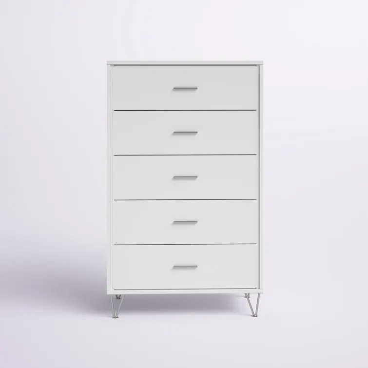 

Minimalist Ische Hölzerne Weiße Kommode Mit 5 Schubladen Moderne Kommode Mit 4 Metall Beinen Für Wohnzimmer Und Schlafzimmer