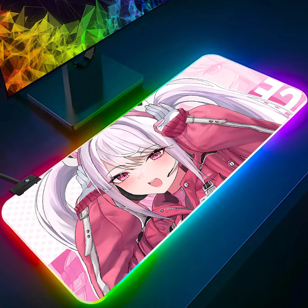 NIKKE THE GODDESS OF VICTORY RGB Pc Gamer Keyboard Mouse Pad Mousepad LED Glowing Mouse Mats Rubber Gaming Computer Mausepad