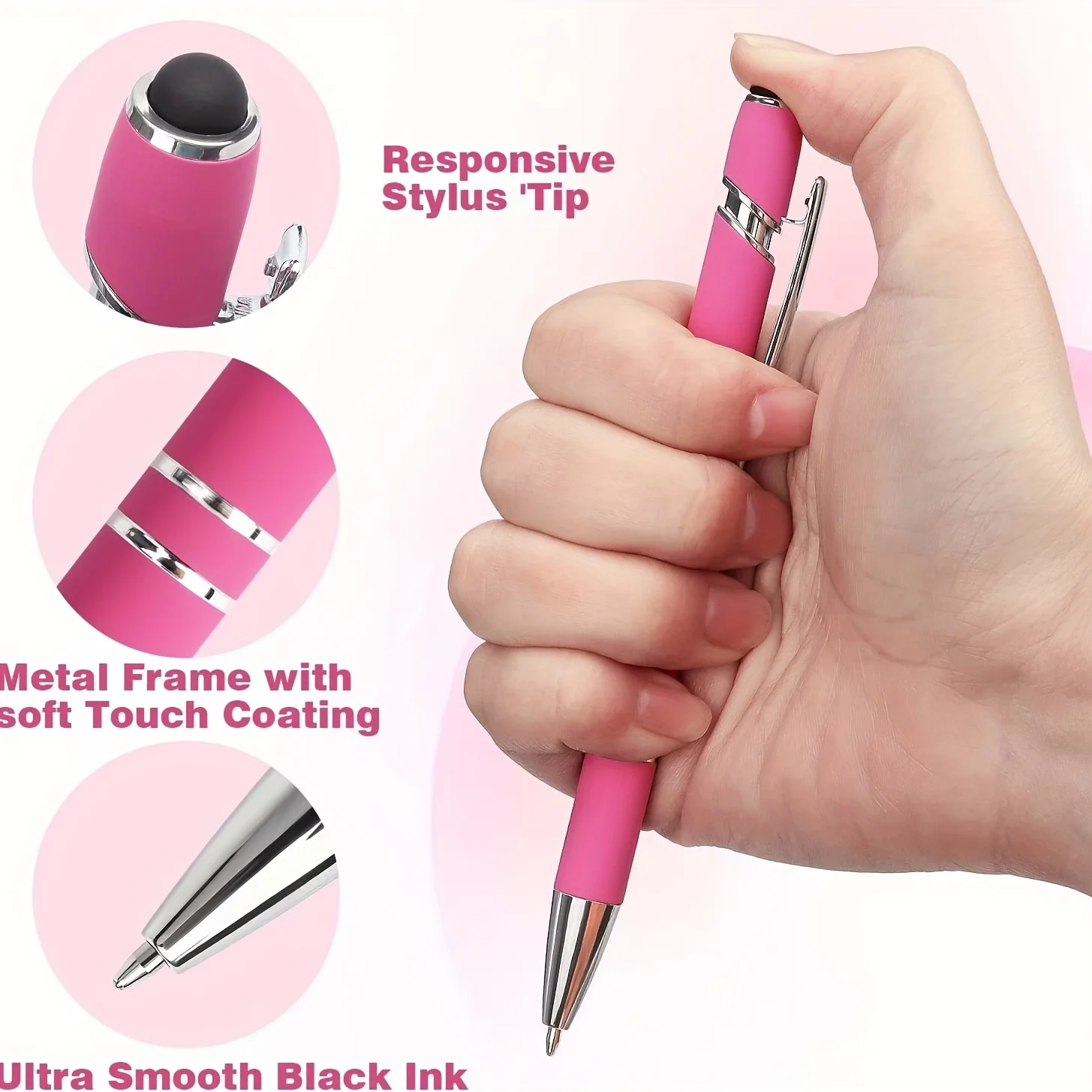 6pcs/set Retractable Ballpoint Pen with Stylus Tip 2-in-1 Stylus Gel Pen Business Signing Pen Kawaii Office Accessories