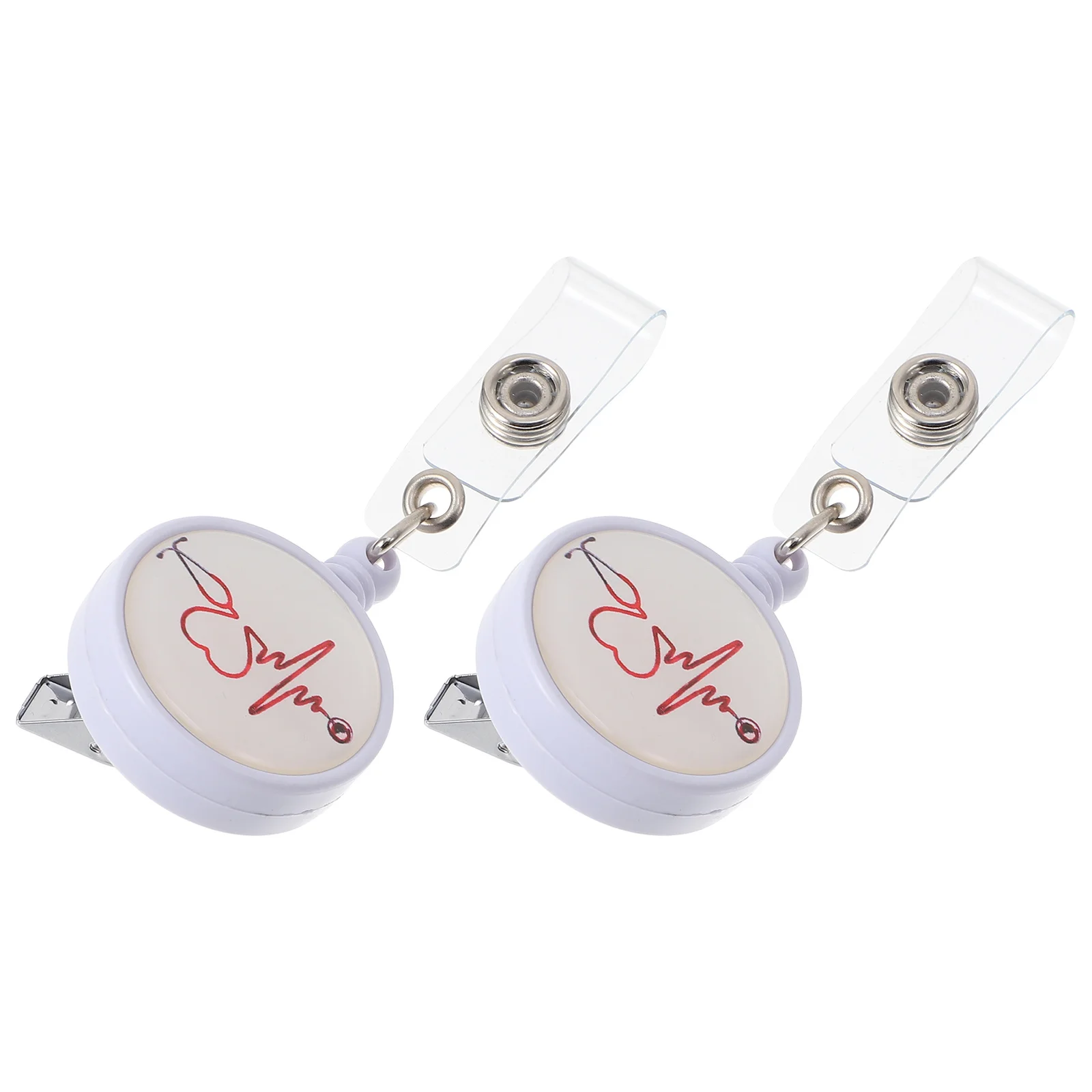 

2Pcs Nurses Badge Retractable Holders Compact Stylish Name Tag Clips for Office Factory Students Servers Printed Badge Holder