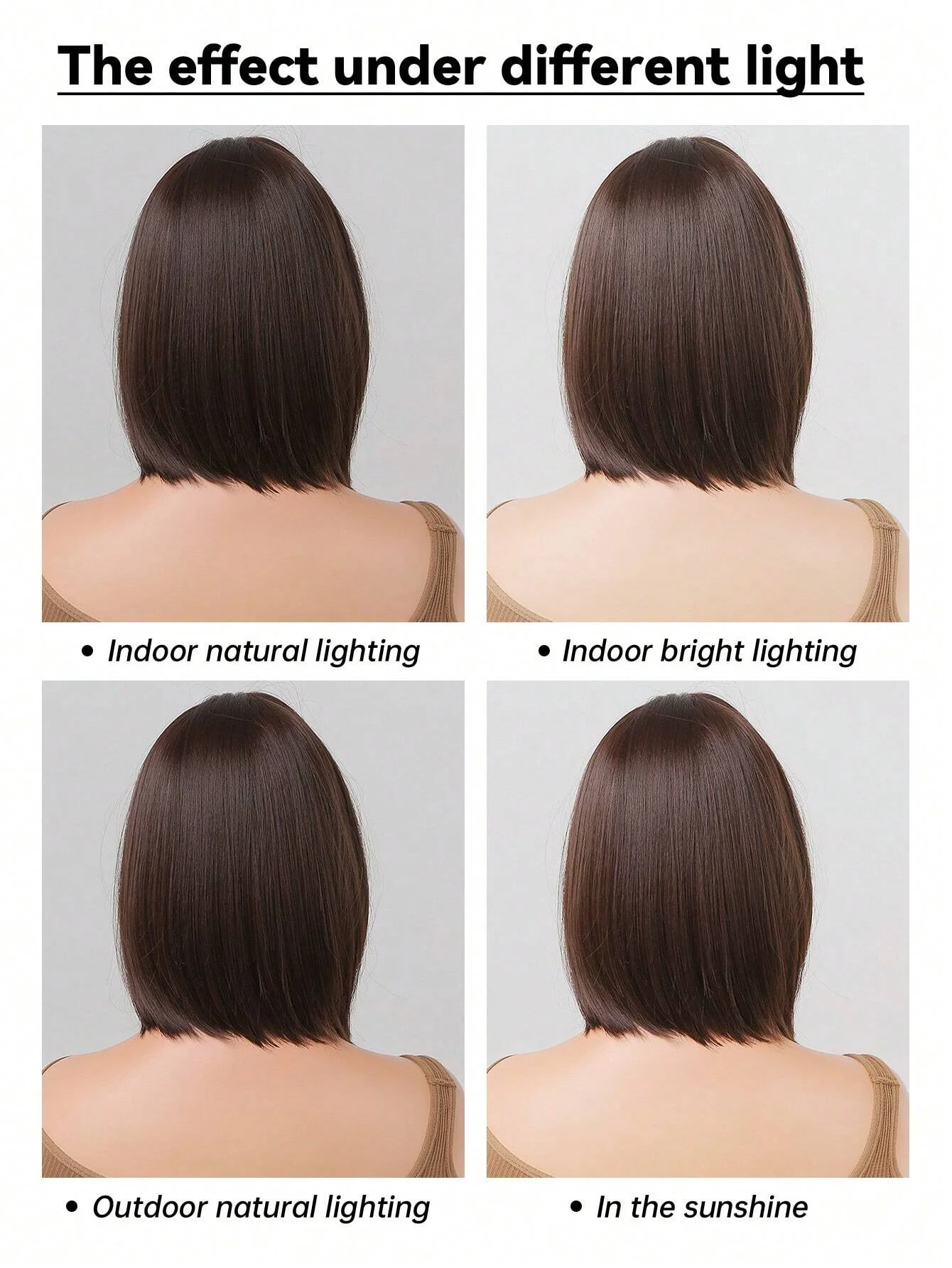 Dark Brown Bob Synthetic Wigs Middle Part Short Straight Lolita Wig for Women Cosplay Party Daily Natural Hair Heat Resistant